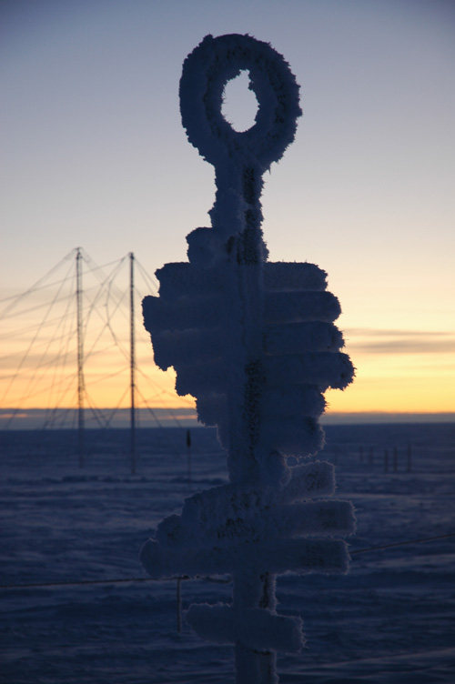 Iced up signpost