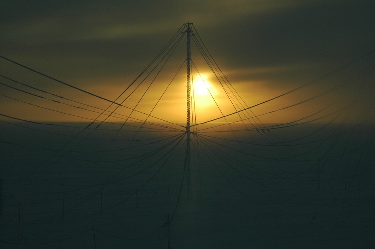 Sun rise through mist