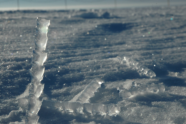 Ice formed on rope