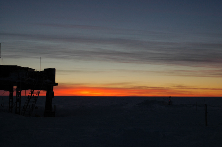 Fire on the horizon before sunrise