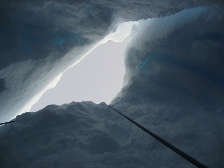Looking up out of the crevasse
