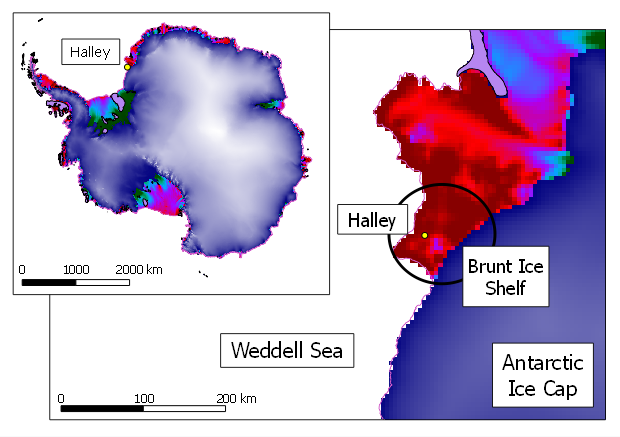 Halley is located on the
edge of the Weddell Sea