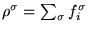 $\rho^{\sigma} = \sum_{\sigma}
f^{\sigma}_i$