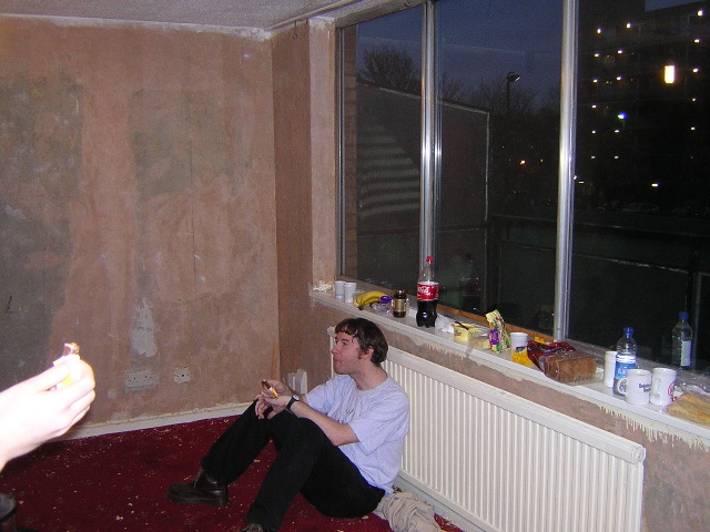 Snack-time in the now bare living room