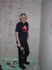 Ben stripping the bedroom