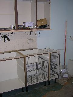 Kitchen - floor cabinets in